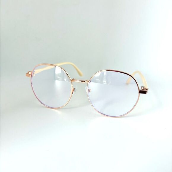 Stylish Gold Frame Women's Glasses with Violet Hue - NWOT - Picture 1 of 4